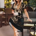 thumbnail image 3 of Balery Metal Style Horned Skull Vestidos sueltos de manga corta para mujer, vestidos de verano 2025, vestidos casuales de corte A con vuelo., 3 of 6