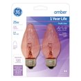 thumbnail image 2 of GE Incandescent 25 Watt Pink Light F15 Deco - Candle Bulbs 2 Pack, 2 of 7