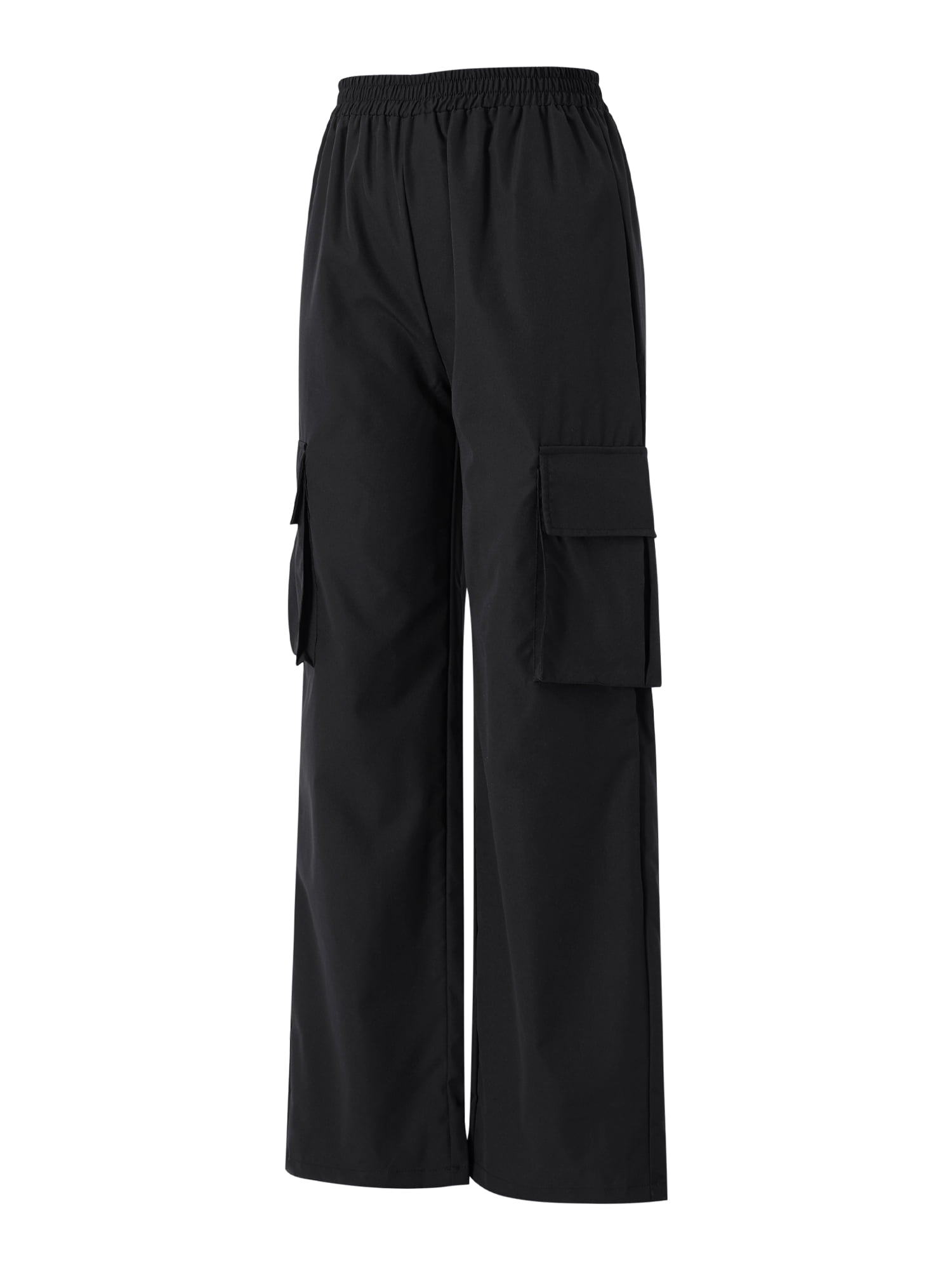 FOCUSNORM Womens Baggy Cargo Pants Plain Color High Rise StraightLeg