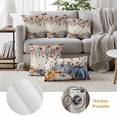 thumbnail image 6 of Fall Orange Blue Outdoor Waterproof Pillow Covers, Thanksgiving Floral Botanical Vintage Decorative Square Throw Pillowcase Sofa Cushion Sham for Patio/Couch/Chair, 24"x24" 2 Pack, 6 of 8