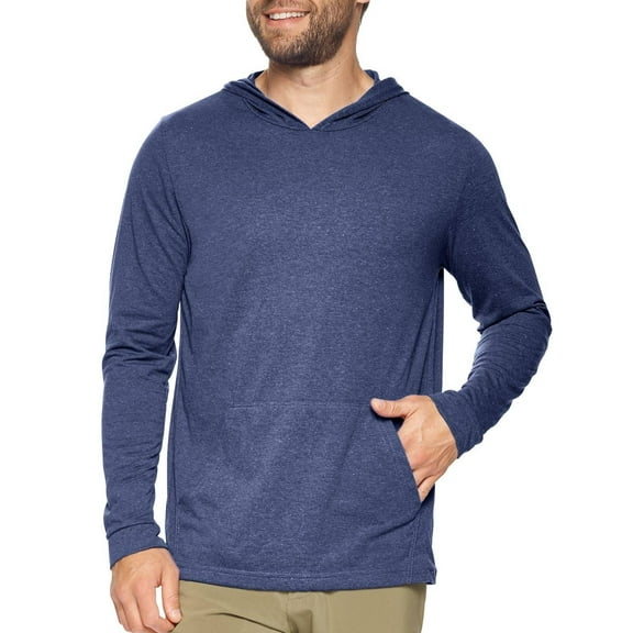 Expert Brand USA-Made Men's Athletic Heather Hoodie Shirt, Dark Heather Navy, Large