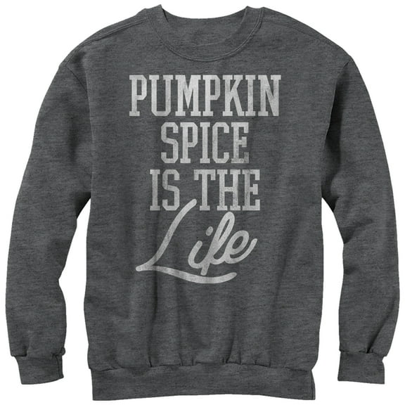 Women's CHIN UP Pumpkin Spice is the Life Sweatshirt Charcoal Heather X Large