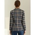thumbnail image 4 of Blazers para mujer Chaqueta tipo blazer a cuadros con solapa con muesca Boyfriend Azul Oscuro M, 4 of 5