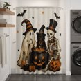 thumbnail image 2 of Vintage Halloween Shower Curtain - Water Repellent Fabric Shower Curtains Washable, Funny Ghost Black Cat Skull Decorative Polyester Cloth Bathroom Curtains Modern Bath Decor 36"x72", 2 of 8