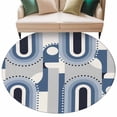 thumbnail image 2 of 6ft Washable Round Rug, Mid-Century Modern Non-Slip Circle Area Rug for Living Room Bedroom, Curve Abstract Geometric Blue Gray Indoor Floor Mat for Home Decor, 2 of 9
