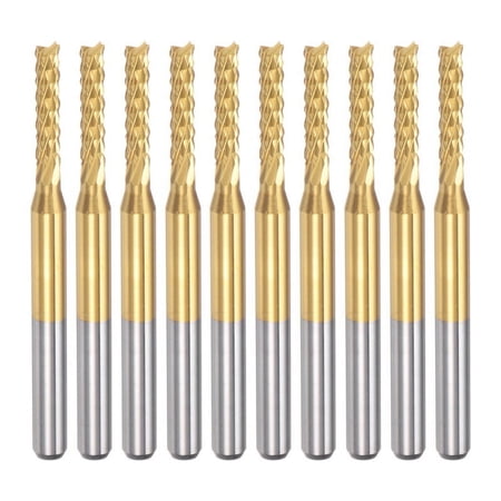 10PCS Titanium Coat Carbide End Mill Engraving Milling Cutter CNC Router Bits for PCB Machine 1/8 Inch Shank 2.2Mm10* Router Bits