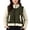 Green, variant on Quilted Knit Sleeve Stand Collar Jacket for Women, Full Zip Short Length with Pockets, Casual Fall Mixed Media Outerwear, 1 Piece, XS-L