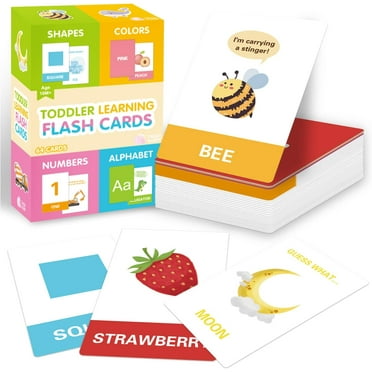 TAOZI&LIZHI Large Alphabet Flash Cards for Toddlers 2-4 Years - Learn Colors Number Shapes Animals Furits ABC Letters & Observation - Learning Toy Educational Preschool Toddler Flashcards - 64 Cards