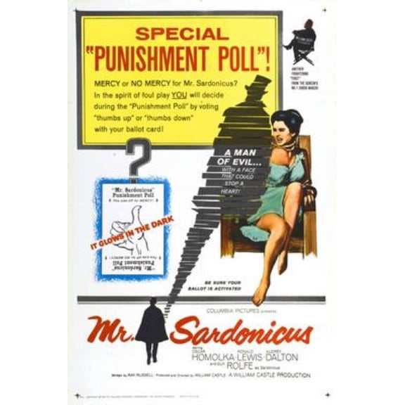 Poster Time Mr. Sardonicus Movie Poster 11inx17in Mini Poster Entertainment decor 11x17 poster Color Category: Multi, Unframed, Ages: Adults