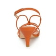 thumbnail image 2 of BLISSFUL STEP Women's Shoes Strappy Slingback Kitten Heel Sandals Orange 8, 2 of 8