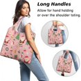 thumbnail image 2 of 5 Pack Foldable Shopping Bag,Pink Christmas Santa Pattern Reusable Grocery Bags with Pockets,Large Reusable Tote Bags with Handles Waterproof & Lightweight, 2 of 6