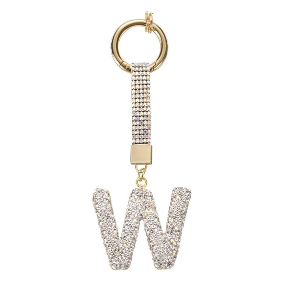 Uxcell Alphabet W Letter Charm Rhinestone Alphabet Charm for Jewelry Making, White