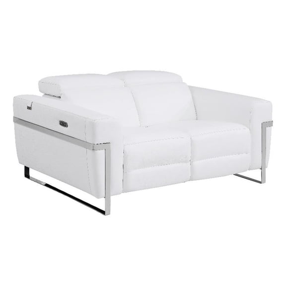 Titan Furnishings Italian Leather Loveseat with Power Recliner in White