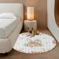 thumbnail image 2 of Pink Floral Easter Round Area Rug 5Ft Washable Circle Rugs for Living Room Bedroom, Spring Flowers Grey Plaid Pastoral Non-Slip Carpet Floor Mats Indoor Outdoor Carpet Runner Aesthetic Home Decor, 2 of 8