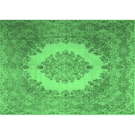 Ahgly Company Indoor Rectangle Medallion Emerald Green Traditional Area Rugs, 2' x 5'