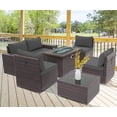 thumbnail image 3 of Gotland Outdoor Patio Furniture Set 7 Pieces Rattan Wicker Sofa with 43.3"Table,Grey, 3 of 9