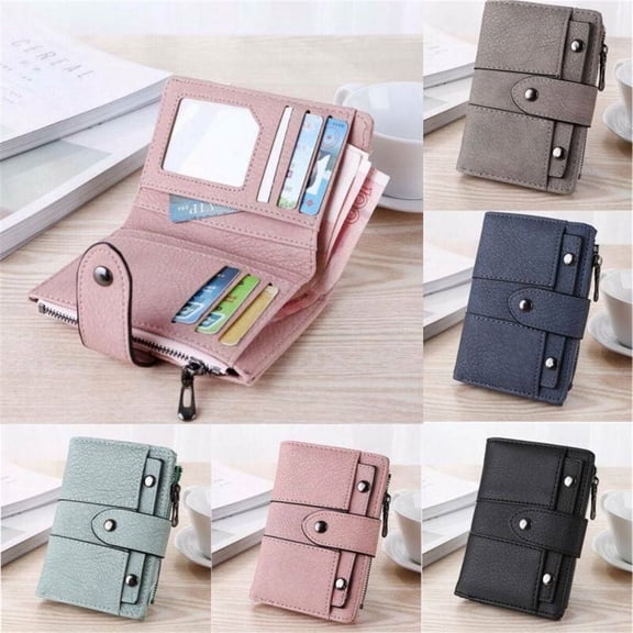 Women Wallet Clutch Organizer, Stuffygreenus Portable PU Leather Zipper Wallet Coin Purse, RFID Bifold Fashionable Women Wallet for Cash and Cards (Black)