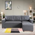 thumbnail image 4 of Naomi Home Lily Sectional Sleeper Sofa with USB ports-L-Shaped Couch Convertible faux leather sectional Pull-Out Bed, Ample Storage, Long-Lasting for Modern Living, Gray, Air Leather, 4 of 22