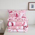 thumbnail image 5 of Homewish Kawaii Cat Animal Queen Comforter Set,Floral Plants Comforter Sets Queen,Pink,Pink Reversible,3pcs,1 Comforter and 2 Pillowcases, 5 of 7