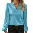 thumbnail image 2 of Aobny Elegant Women's T Shirts Sparkly V-Neck Blue Long Sleeve Tees Blouse Cute Going Out Tops for Women,XL, 2 of 9