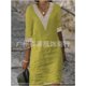 thumbnail image 1 of Generic 2025 Women's Clothes Hot-Selling Hot Sale Solid Color and V-neck Medium Sleeve Cotton Linen Casual Dress, 1 of 1