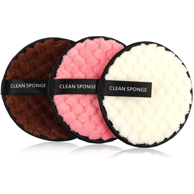 Vtrem Almohadillas Desmaquillantes de 3 Colores: Rondas Reutilizables Suaves Toallitas de Limpieza Facial Toallas Lavables de Doble Cara Paño Desmaquillante Microfibra Multifunción Blanco Rosa Marrón