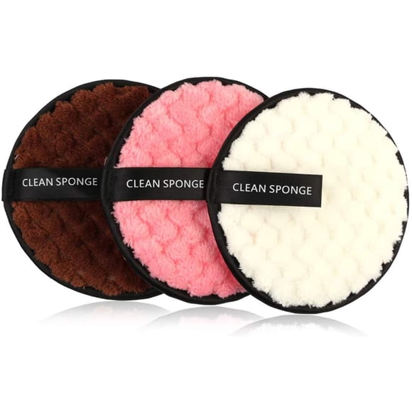 Vtrem Almohadillas Desmaquillantes de 3 Colores: Rondas Reutilizables Suaves Toallitas de Limpieza Facial Toallas Lavables de Doble Cara Paño Desmaquillante Microfibra Multifunción Blanco Rosa Marrón