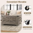 thumbnail image 6 of ANPOO 36” Square Lift Top Coffee Table with Power Outlets & Movable Wheels, Farmhouse Coffee Table w/Large Hidden Storage, Multi-Function Lift Wood Center Table for Home, Office,Rustic White, 6 of 9