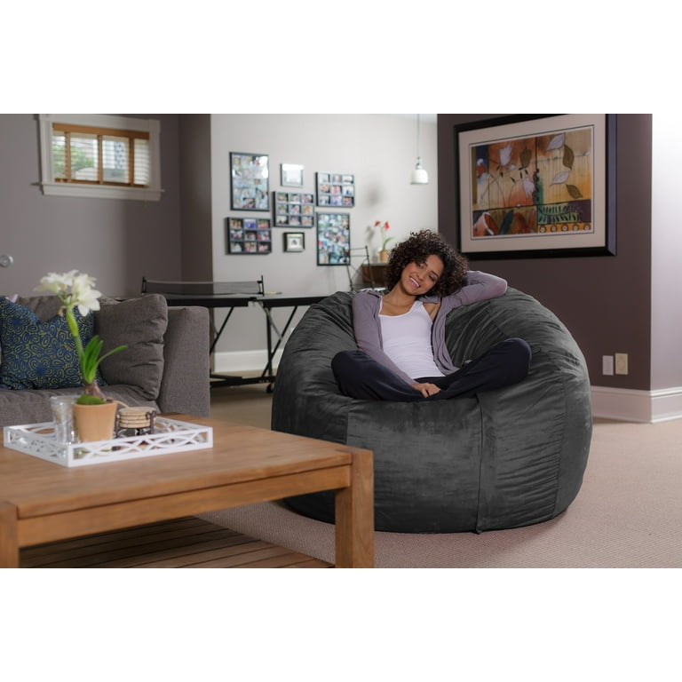 Microsuede 6FT Foam Giant Bean Bag Memory Living Room Chair Lazy Sofa Soft  Cover