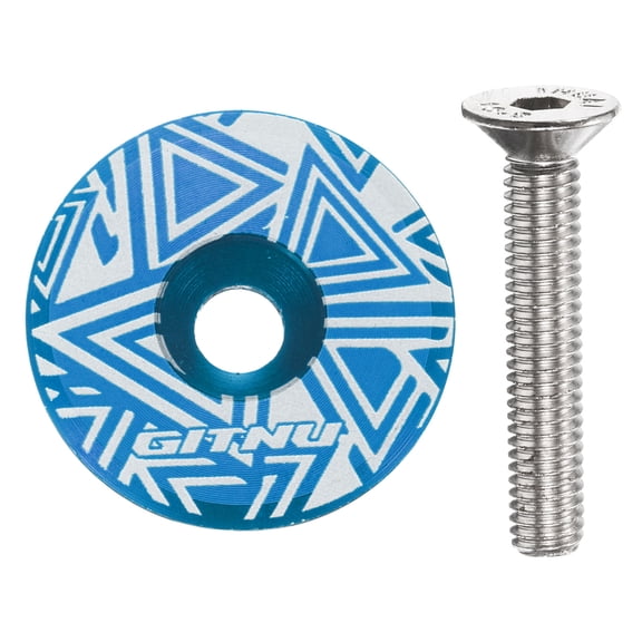 1-1/4 Headset Stem Top Cap Aluminum Alloy Bicycle Stem Top Cap Cover with Bolt for MTB Road Mountain Bike, Blue