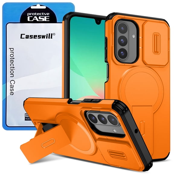 Caseswill for Samsung Galaxy A18 / A17 4G/5G Case with 2X Screen Protector, Shockproof Magnetic Phone Case with Slide Camera Cover & Hidden Kickstand
