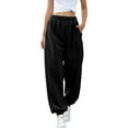 thumbnail image 4 of SNKSDGM Women's Plus Wide Leg Sweatpants Women Sweatpants Women Baggy Tall Ladies' Waisted Sports Pants with Pockets High Waisted Sports Gym Exercise Slim Fit Jogging Pants Casual Pants, 4 of 8