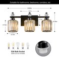 thumbnail image 2 of LMQNINE Modern Bathroom Vanity Lights 3-Light Over Mirror,Dimmable and Moisture-Resistant,Crystal,Black Finish, 2 of 8