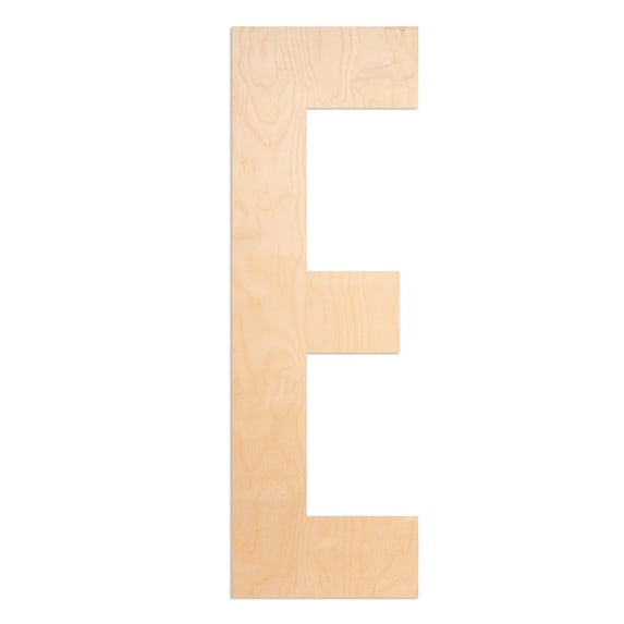 18 In. Letter E, Unfinished Market Monogram Wood Letter. For your DIY Decor such as Door Hanger, Wall Decor, Alphabet for Birthday, Wedding (E)