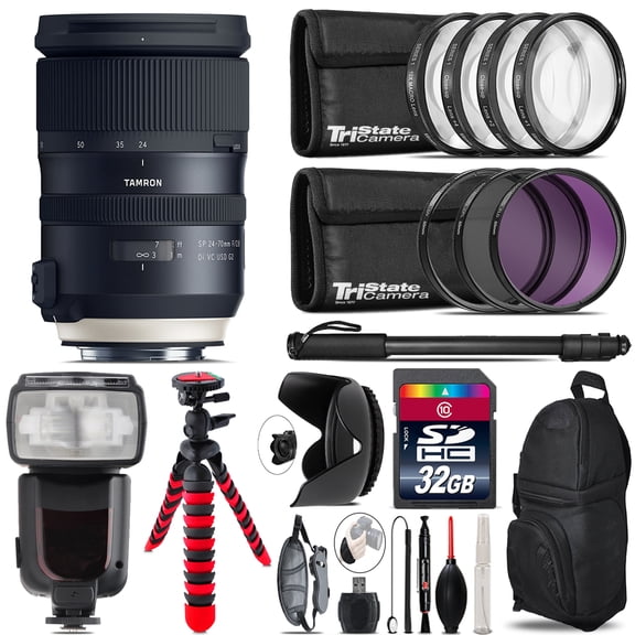 Tamron 24-70mm VC G2 for Nikon + Professional Flash & More - 32GB Accessory Kit