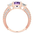thumbnail image 4 of 3.61 ct Emerald Cut Simulated Alexandrite 3 Stone 18K Rose Gold Womens Engagement Ring, 4 of 5