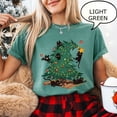 thumbnail image 2 of Funny Black Cat Christmas Tree Graphic Print T-Shirt | Holiday Cat Chaos Design | White Tee, 2 of 7