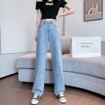 thumbnail image 1 of Vaqueros de pierna ancha de cintura alta para mujer, pantalones holgados y finos Hyunya wind rasgados rectos para fregar, primavera y verano, 2024, 1 of 5