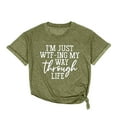 thumbnail image 2 of Scyoekwg Womens Shirts I'm Just WTF-ing My Way Through Life Letter Print Shirts Summer Short Sleeve T Shirts Casual Round Neck Shirts Loose Fit Pullover (Army Green,XXXL), 2 of 7