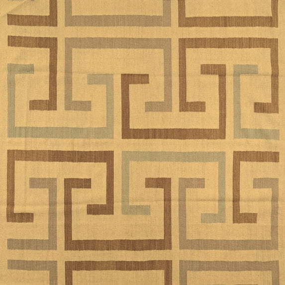 Ahgly Company Indoor Square Abstract Brown Contemporary Area Rugs, 3' Square