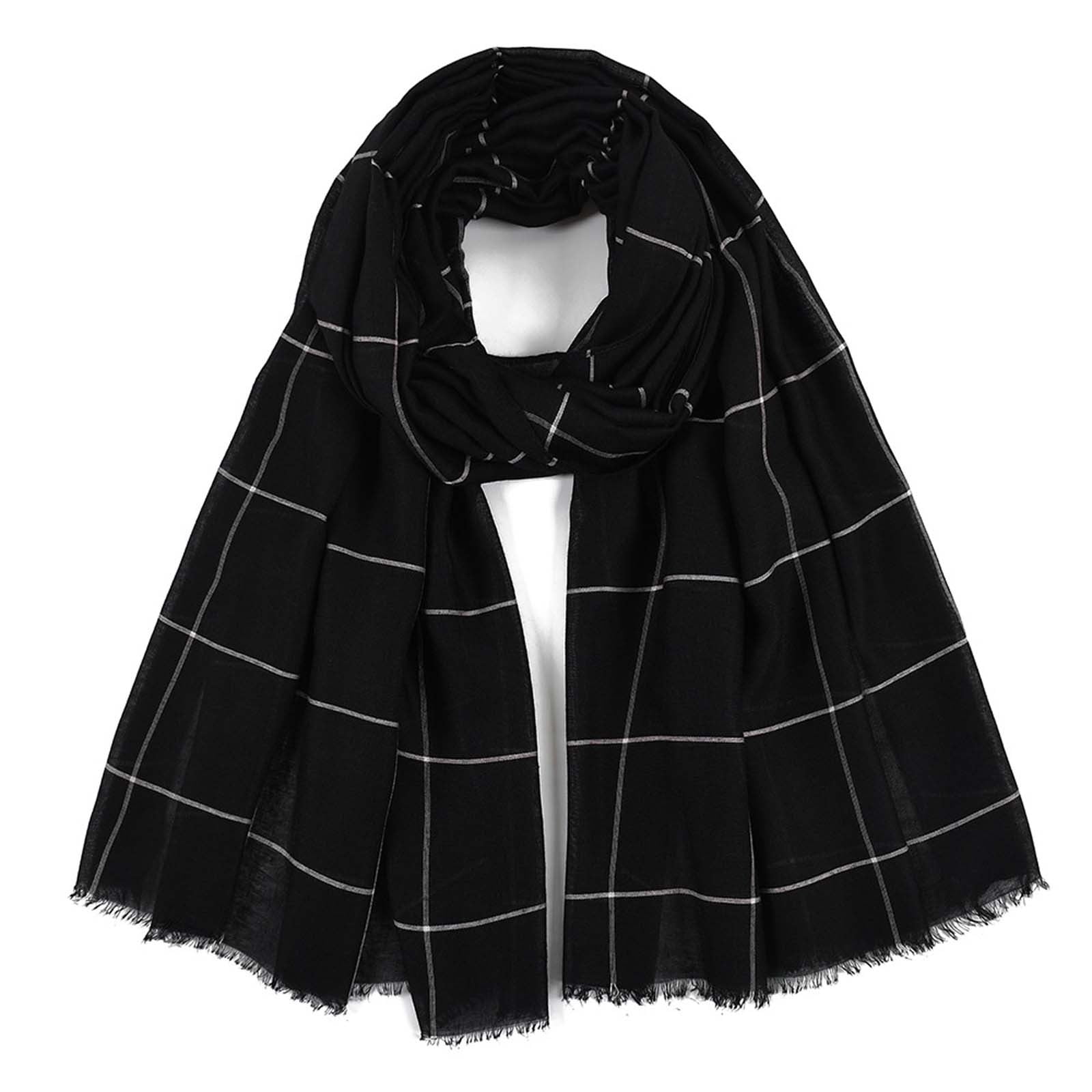 MRULIC scarfs for women Women Fashion Cotton And Linen Grids Printing