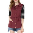 thumbnail image 3 of INSPIRE CHIC Women's Sleeveless Jacket Drawstring Waist Zip Up Cotton Cargo Vest with Pocket L Burgundy, 3 of 9