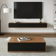 thumbnail image 4 of POVISON Modern Floating TV Stand with Coffee Table, Wood Living Room Set, Black, 62.99" Media Console+ 51.18" Dark Coffee Table, 4 of 13