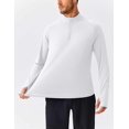thumbnail image 5 of Pinspark Quarter Zip Pullover Mens UV Protection Shirts Men Rash Guard Long Sleeve Workout Shirts Lightweight for Fishing Surfing White XXL, 5 of 7