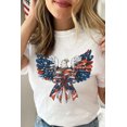 thumbnail image 6 of Women's White American Flag Eagle Print Graphic Tee for Independence Day - [ZhiHiMeRi] | (US 20-22)2XL, 6 of 7