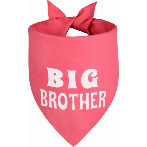Big Brother Dog Bandana Soft Pink Large 1PCS, Adjustable Triangle Scarf, Pregnancy Announecment, New Baby for Family.