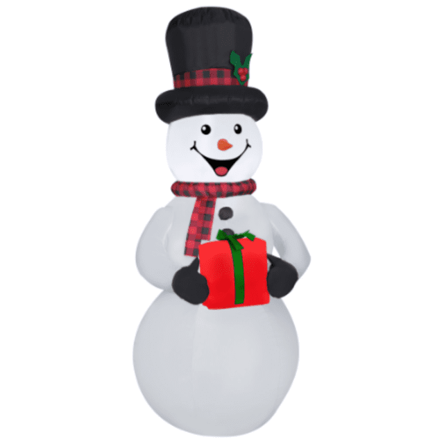 Home Accents Holiday 6.5 ft. LED Christmas Airblown Inflatable Snowman with Gift