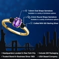 thumbnail image 2 of Gem Stone King 18K Yellow Gold Plated Silver Purple Amethyst and Black Onyx Engagement Ring for Women | 1.01 Cttw | Oval Checkerboard 7X5MM | Gemstone February Birthstone | Size 8, 2 of 6