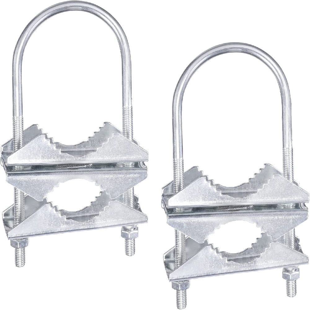 Eightwood Double Antenna Mast Clamp V-Jaw Bracket U Bolts Pipe Mounting Hardware 2 Sets for WiFi Antenna,Lora Antenna