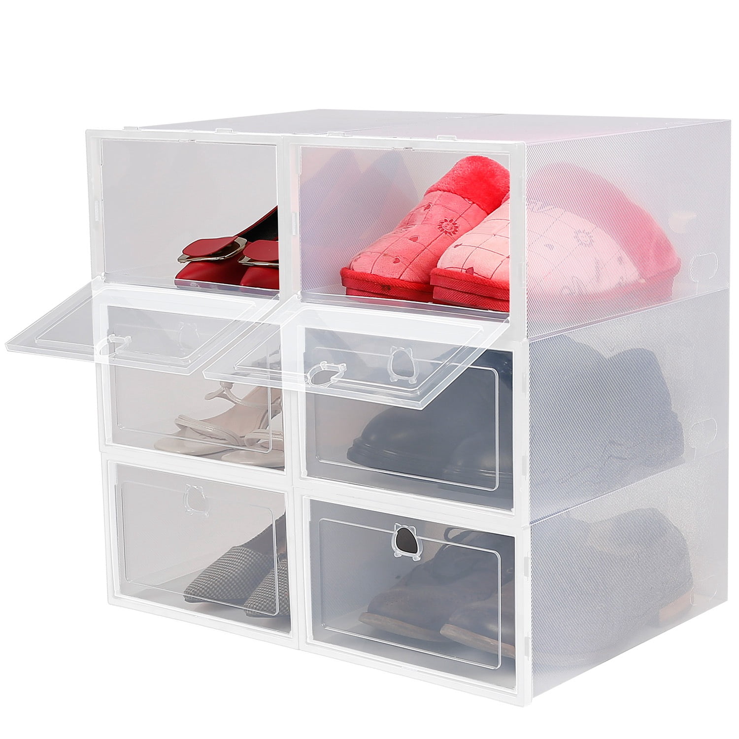 10-20 Pcs Home Shoe Organizer Plastic Storage Clear Box Stackable Foldable UK 